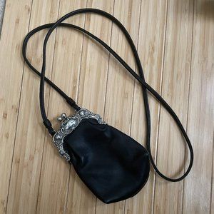 Brighton One World Stacy Black Leather Kiss Lock